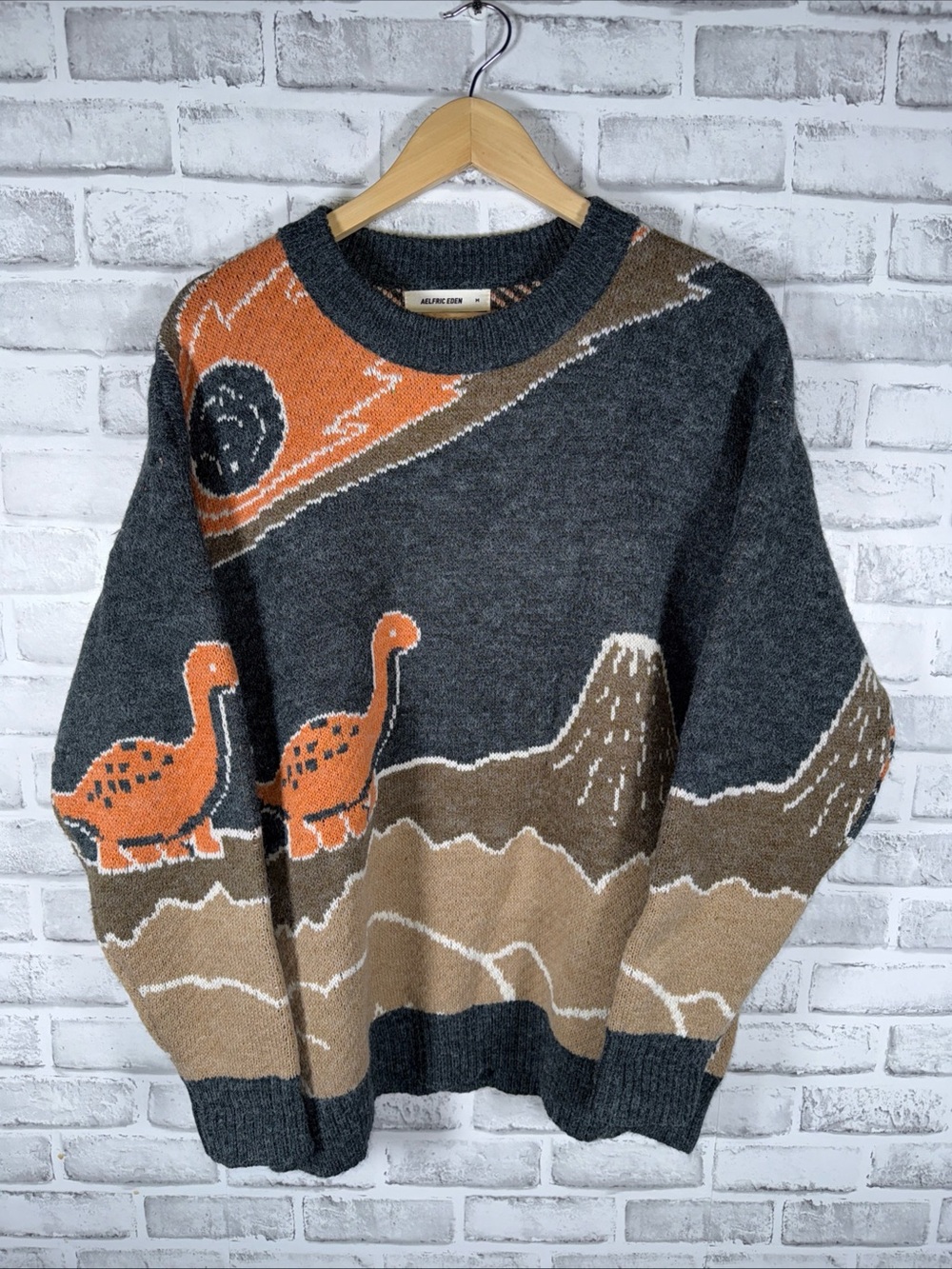 AELFRIC EDEN Dinosaur print sweater Mens M
